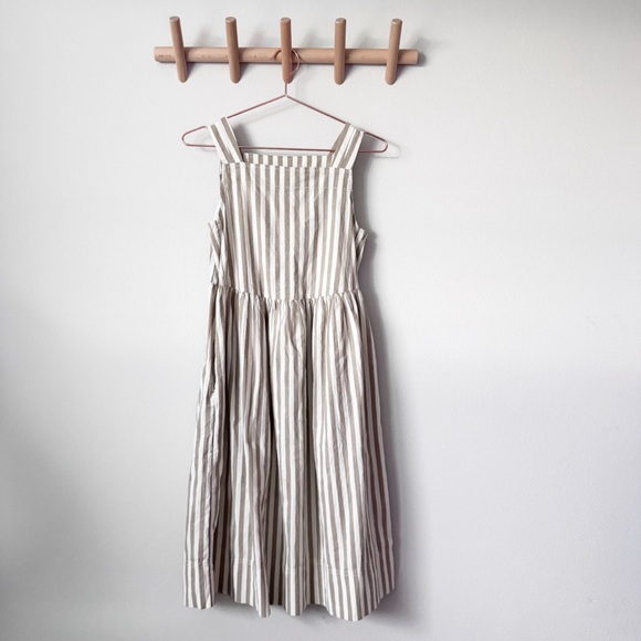 Everlane Seersucker Beige and White Striped Midi Dress - Picture 10 of 12